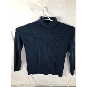 Napa Valley Sweater Womens XL Navy Blue Mock Neck Cable Knit Pullover NV3891F23‎